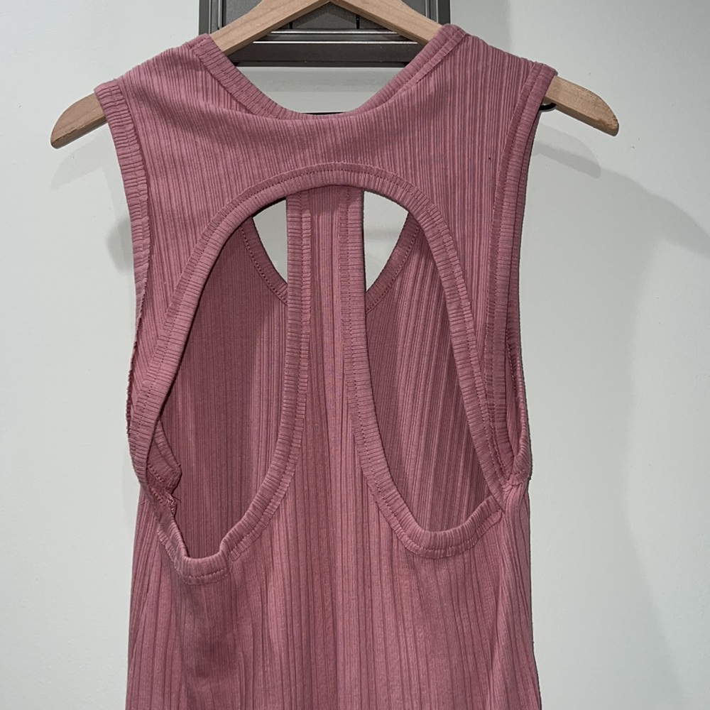 NWOT FREE PEOPLE BEACH MAUVE SCOOP NECK RACERBACK MIDI DRESS Z554 - Picture 5 of 5